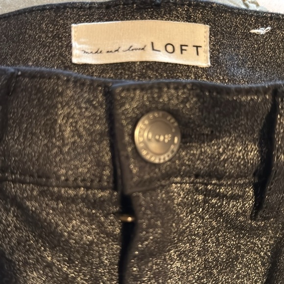 LOFT Shimmer high rise skinny jeans in black Sz 26 / 2 - Picture 7 of 10